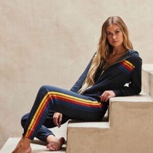 Aviator Nation Stripe Sweatpants in Navy